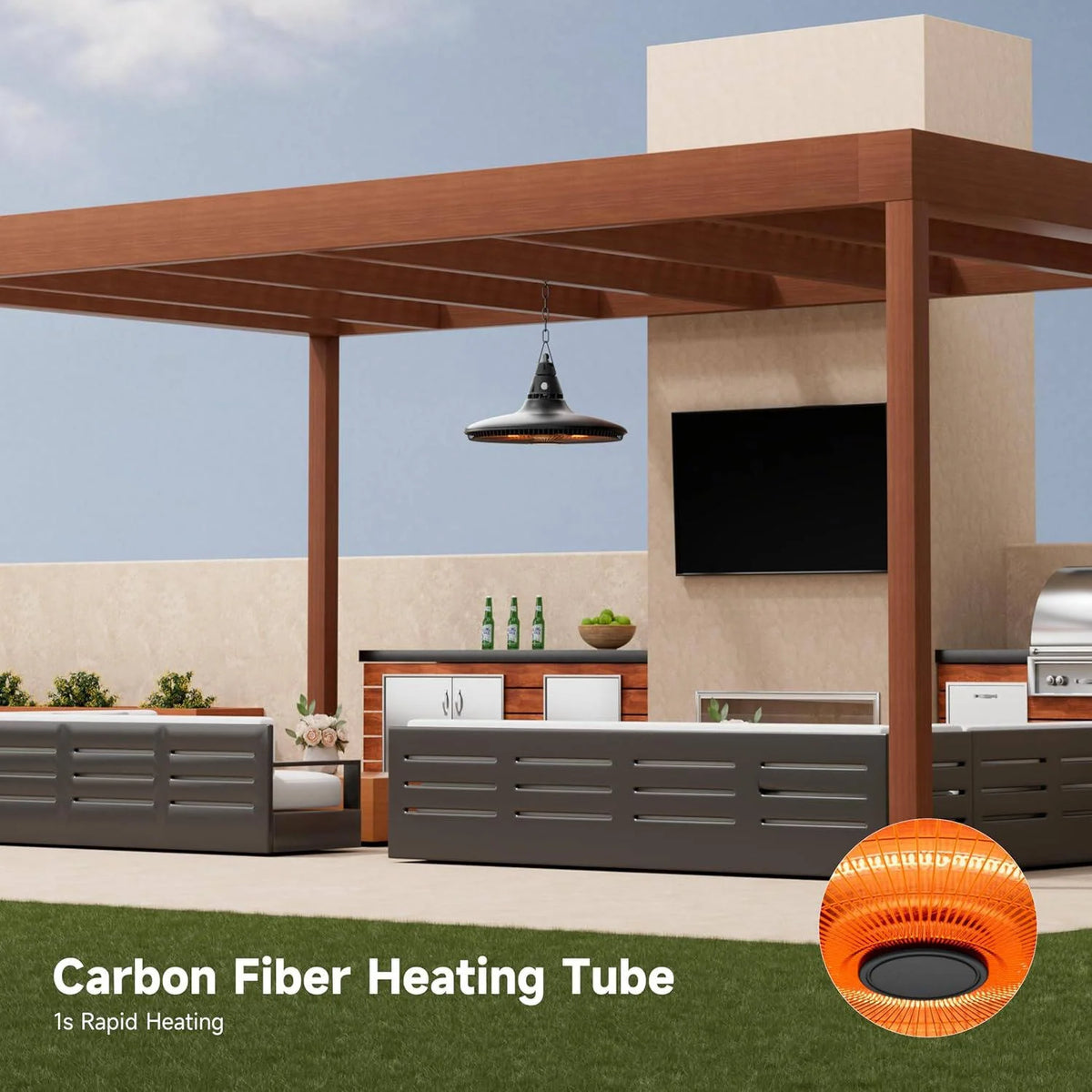 Hanging Patio Heater 1500W Carbon Fiber Remote