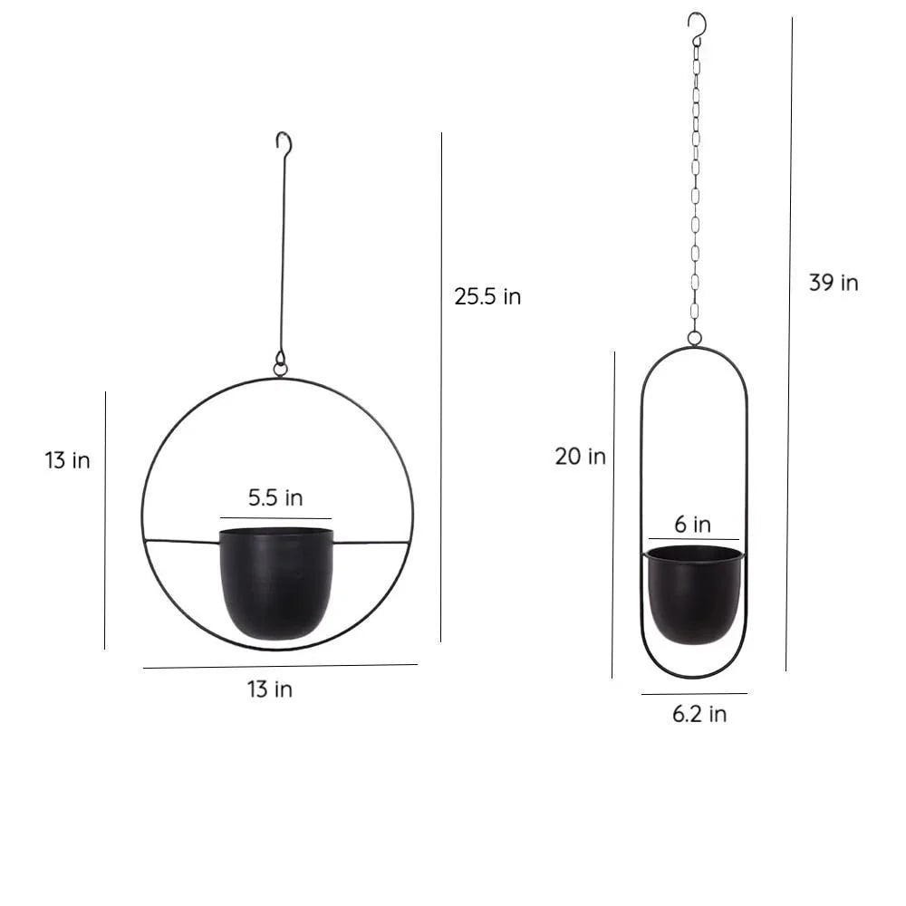 Hanging Planter Minimalist Iron Oval & Round