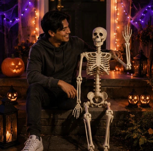 Hanging Skeleton Decoration Poseable Lightweight Reusable 90 cm