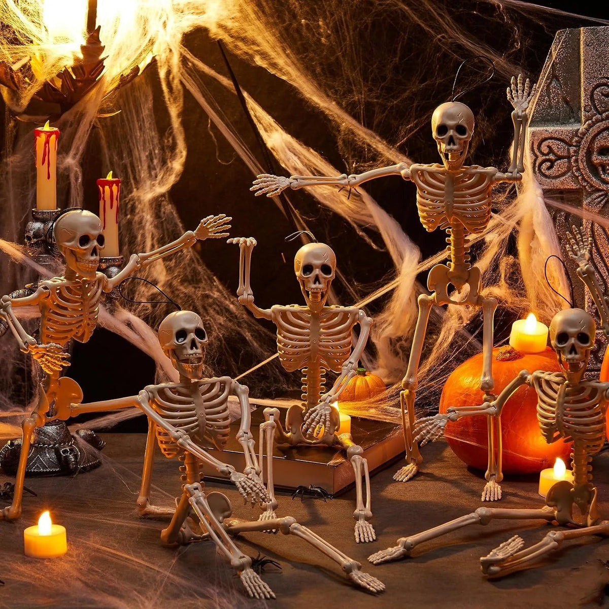 Hanging Skeleton Decoration Poseable Lightweight Reusable 90 cm