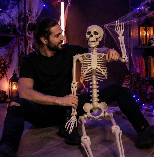 Hanging Skeleton Decoration Poseable Lightweight Reusable 90 cm