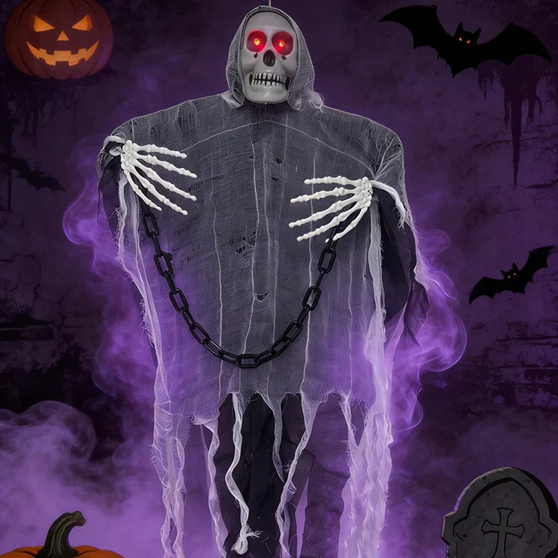 Hanging Skeleton Hooded Red LED Eyes Indoor/Outdoor