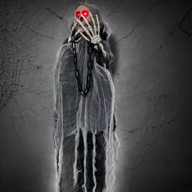 Hanging Skeleton Hooded Red LED Eyes Indoor/Outdoor