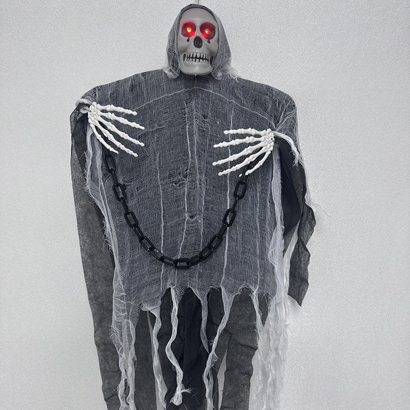 Hanging Skeleton Hooded Red LED Eyes Indoor/Outdoor