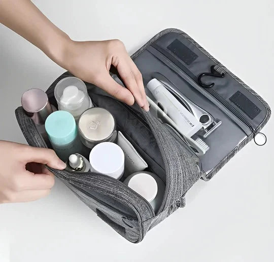 Hanging Toiletry Bag Foldable Zippered Pockets & Hook