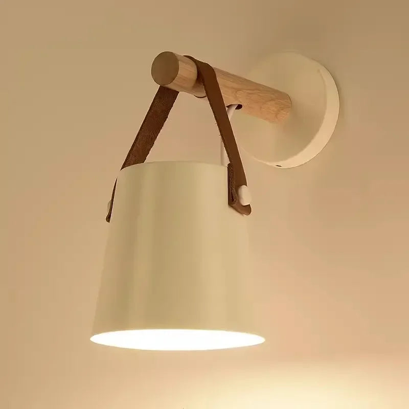 Hanging Wall Lamp Leather Strap Adjustable Height