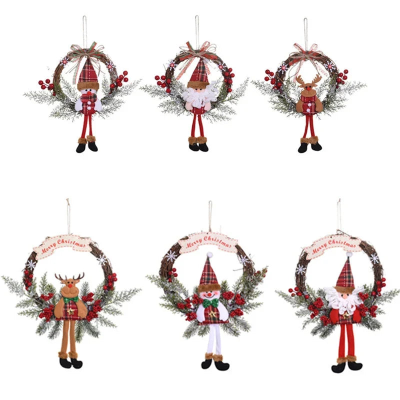 Hanging Wreath Santa & Holly Durable Easy-to-Hang