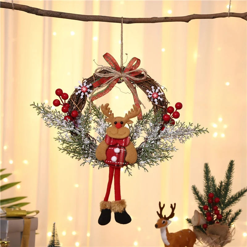 Hanging Wreath Santa & Holly Durable Easy-to-Hang