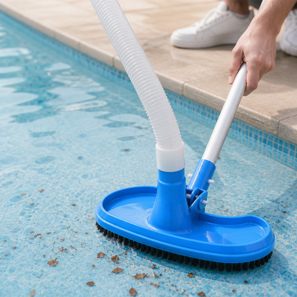 Hard-Bristle Flexible Half-Moon Pool Vacuum Head (Fits 1.2in Hose)