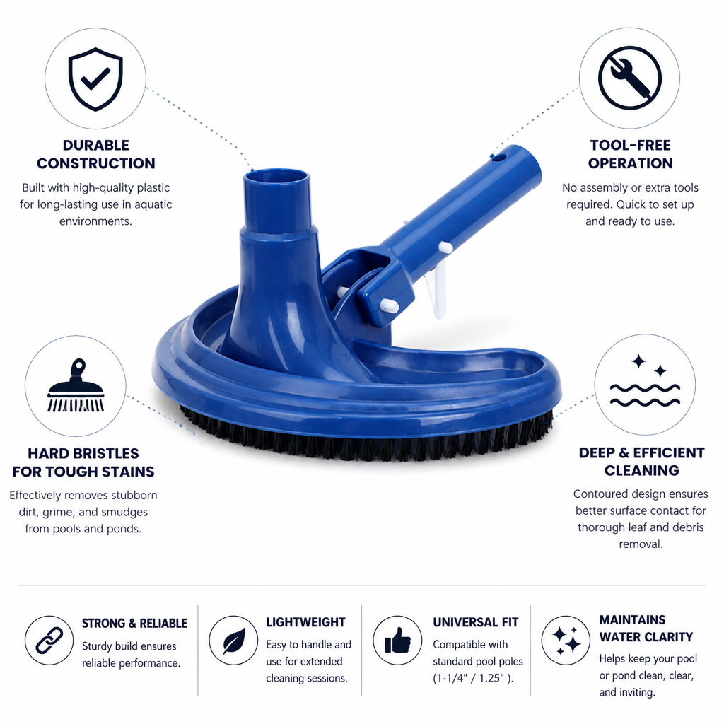 Hard-Bristle & Tool-Free Pool Vacuum Head
