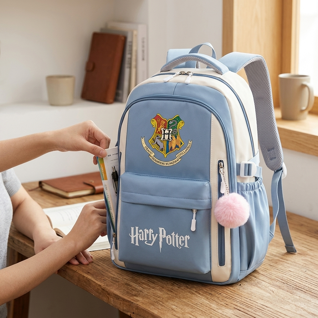 Harry Potter Print Adjustable Straps Multi-Compartment Kids Backpack