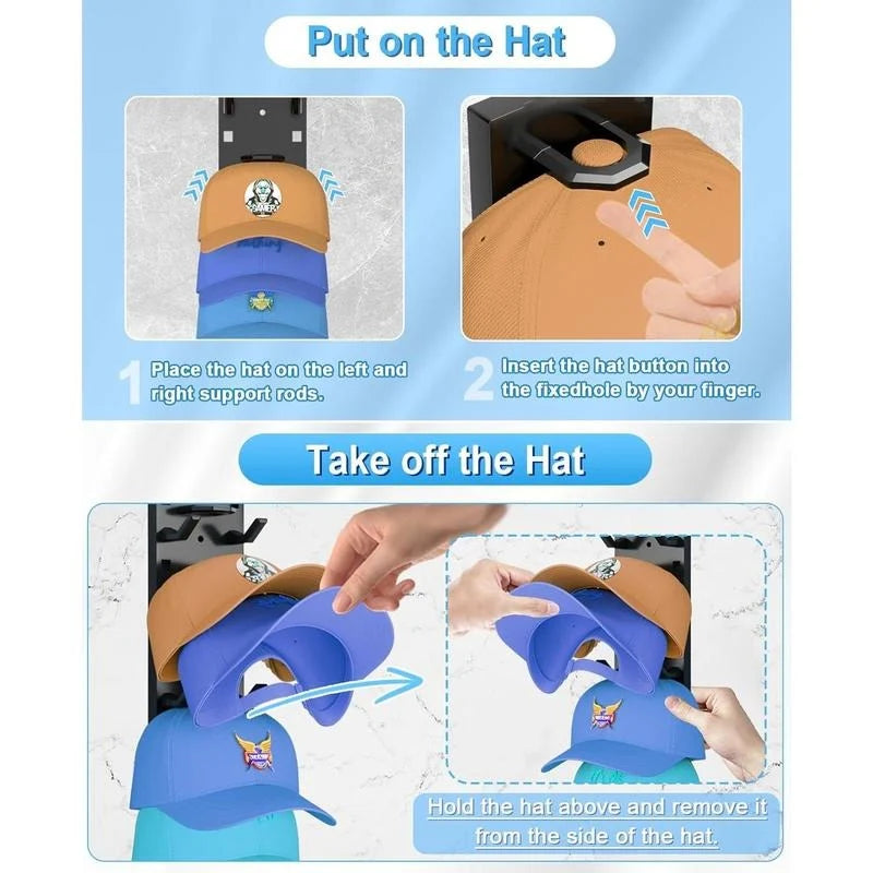 Hat Organizer Wall-Mounted Holds 9 Hats 2-Pack