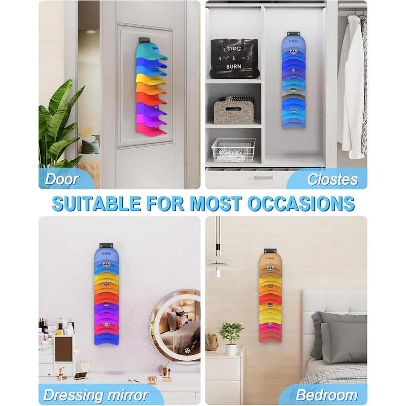 Hat Organizer Wall-Mounted Holds 9 Hats 2-Pack