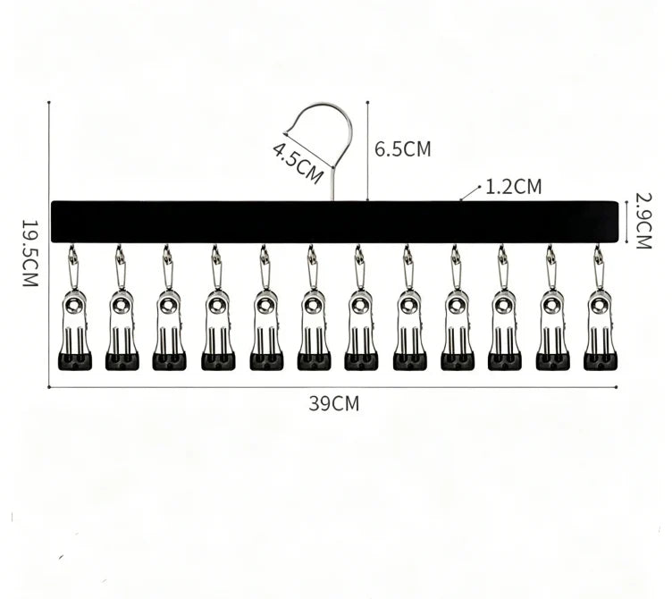 Hat Organizer Wooden Wall Display 12 Clips