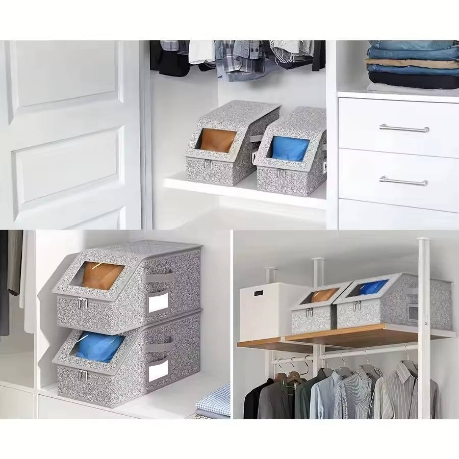 Hat Storage Box Stackable Cardboard Clear Window