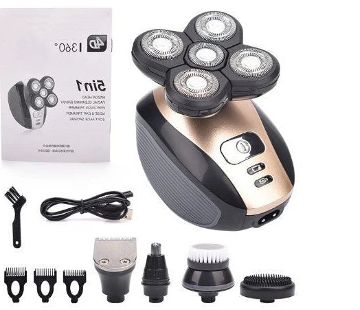 Head Shaver Five-Blade Flexible Waterproof & USB Rechargeable