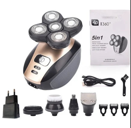 Head Shaver Five-Blade Flexible Waterproof & USB Rechargeable