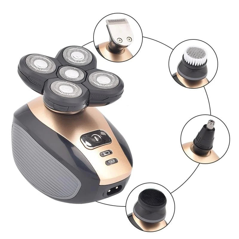 Head Shaver Five-Blade Flexible Waterproof & USB Rechargeable