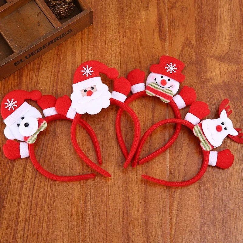 Headband Light-Up Santa Soft Fabric & Elastic Fit