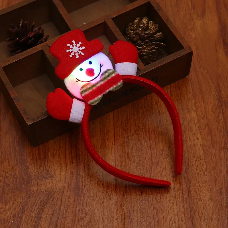 Headband Light-Up Santa Soft Fabric & Elastic Fit