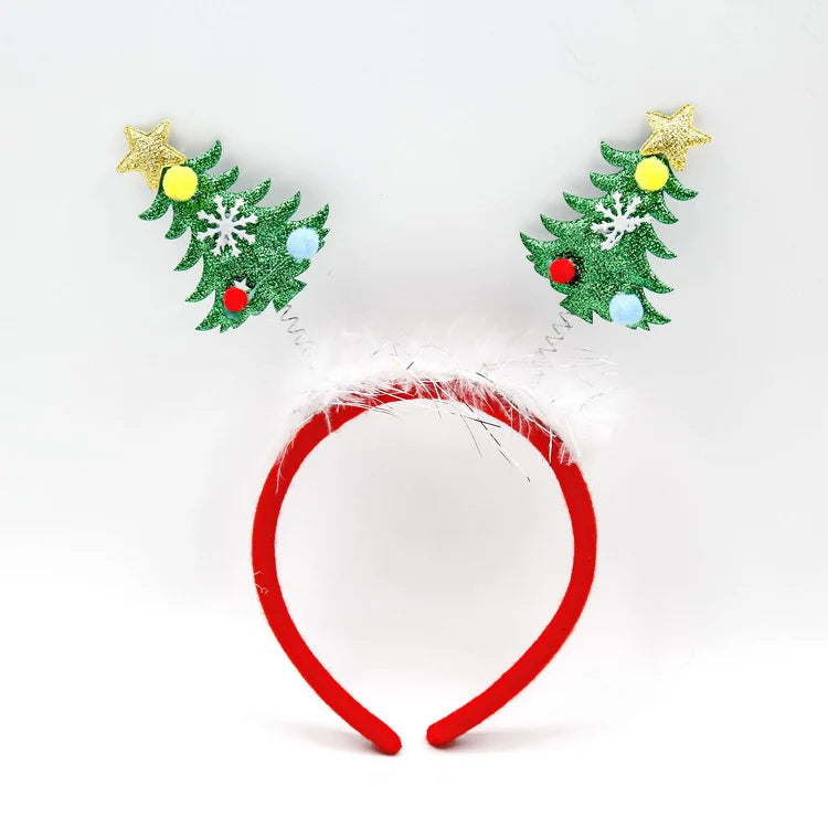 Headband Santa Figurines Sparkling Accents Soft Fabric