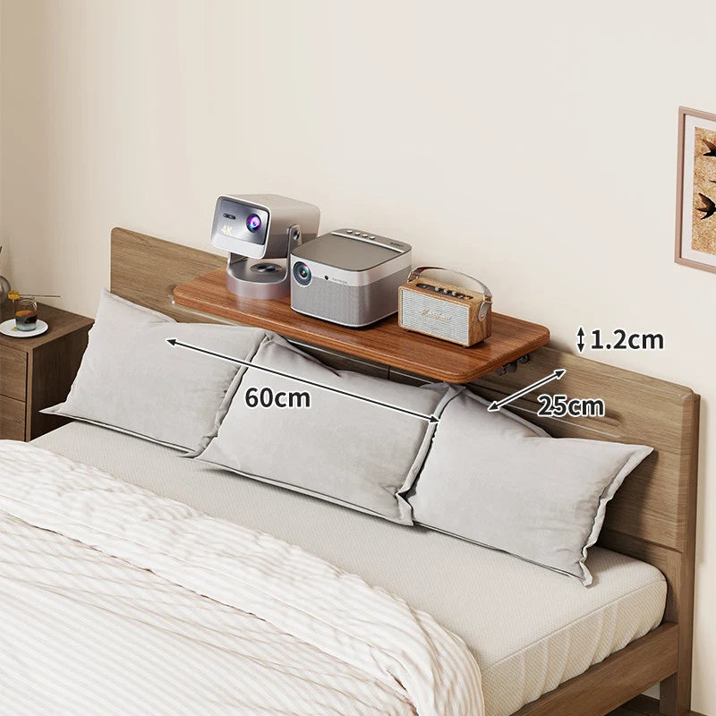 Headboard Shelf Clamp-On Non-Slip With Cable Channel