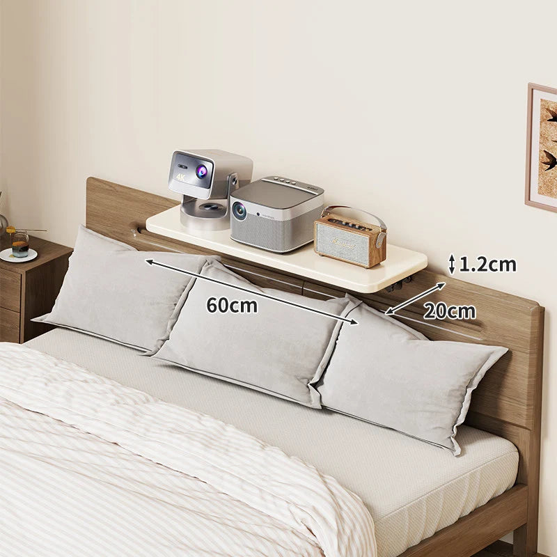 Headboard Shelf Clamp-On Non-Slip With Cable Channel