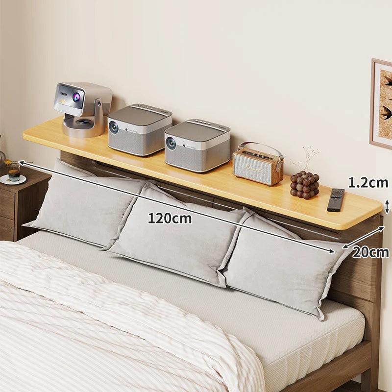 Headboard Shelf Clamp-On Non-Slip With Cable Channel