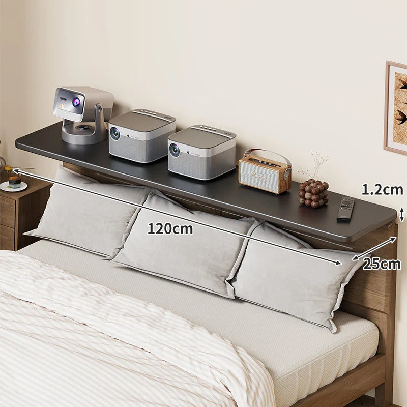 Headboard Shelf Clamp-On Non-Slip With Cable Channel