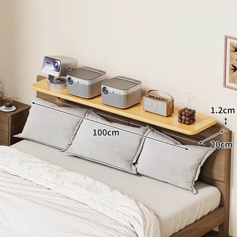 Headboard Shelf Clamp-On Non-Slip With Cable Channel