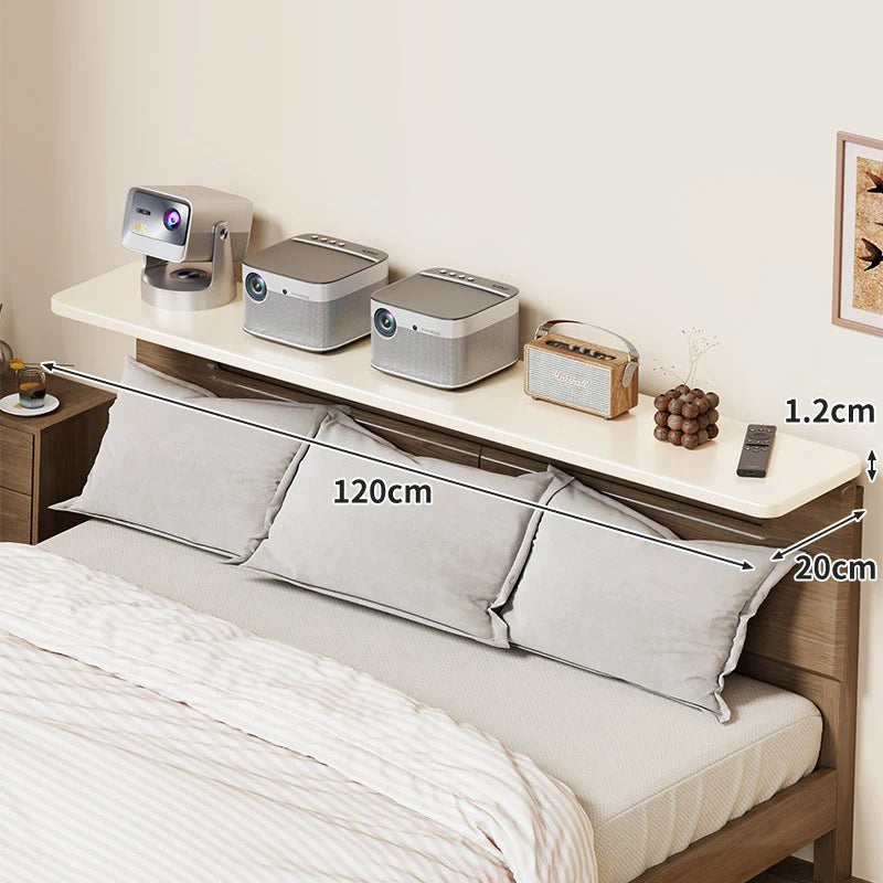 Headboard Shelf Slim Floating Design Hidden Brackets