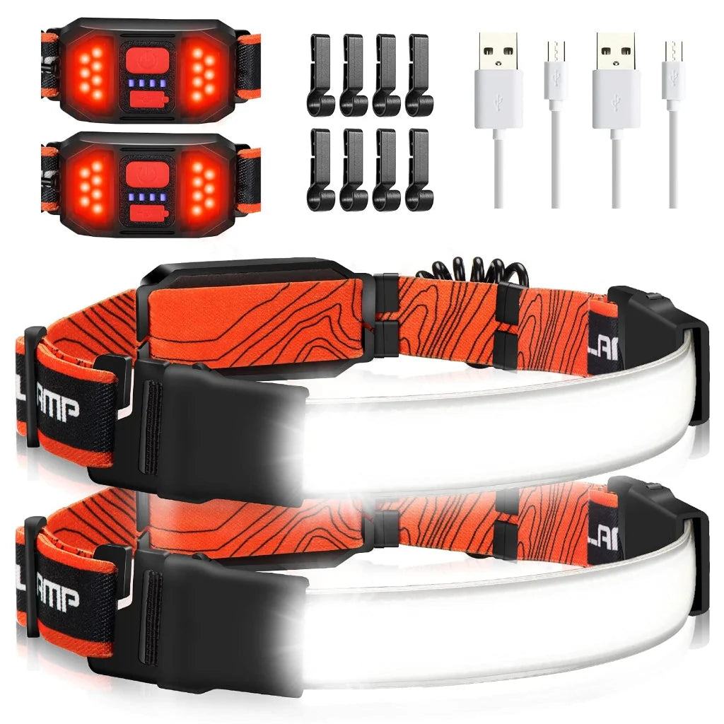 Headlamp Set USB Rechargeable LED Adjustable Beam