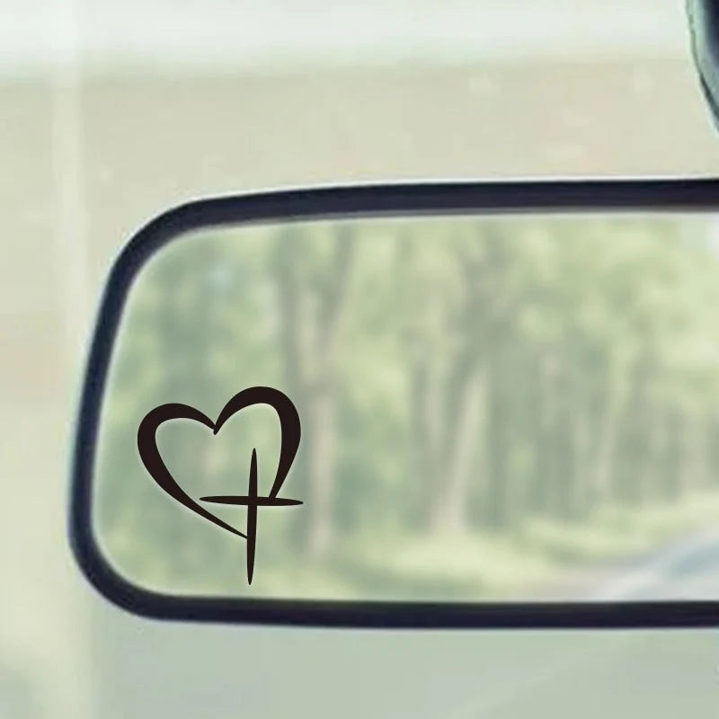 Heart Cross Decal Waterproof UV-Resistant Removable