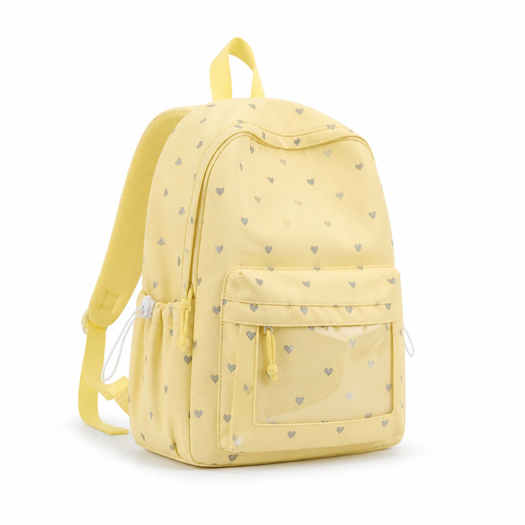 Heart-Patterned Water-Resistant School Backpack (Adjustable Padded Straps)