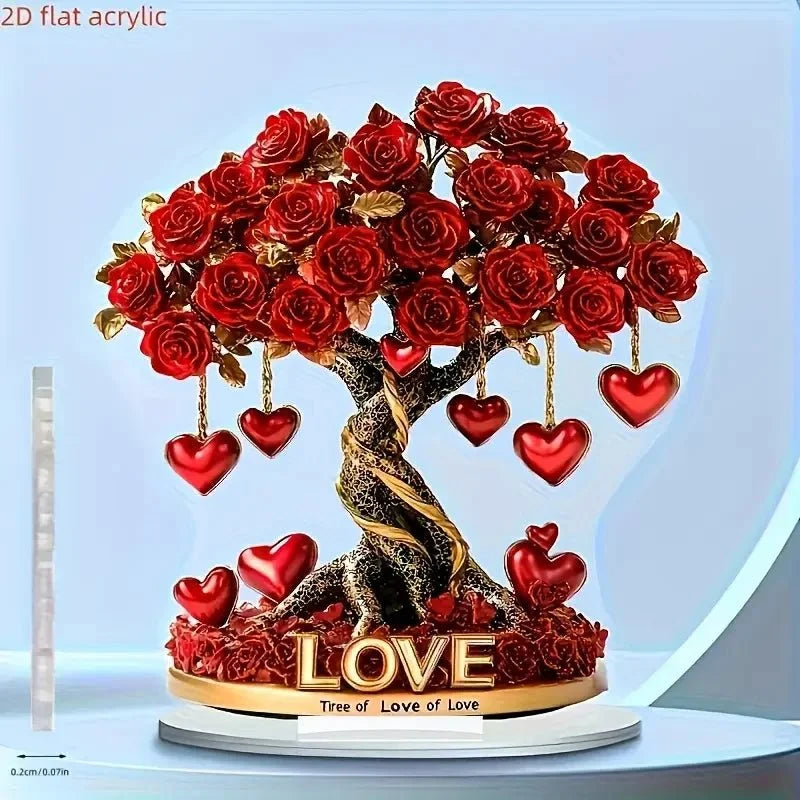 Heart-Shaped Acrylic Tree Decoration Golden Base Light-Reflecting