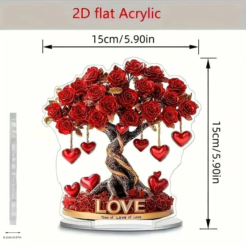 Heart-Shaped Acrylic Tree Decoration Golden Base Light-Reflecting
