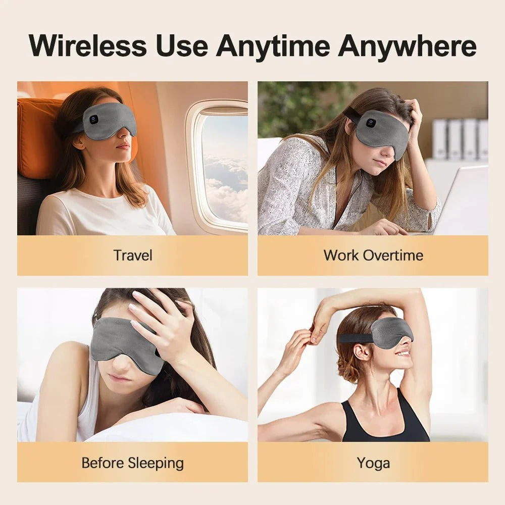 Heated Eye Mask Adjustable Warmth Complete Blackout Cordless Rechargeable