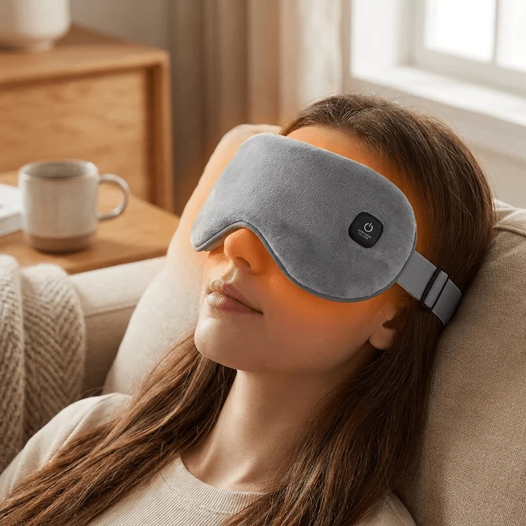 Heated Eye Mask Adjustable Warmth Complete Blackout Cordless Rechargeable