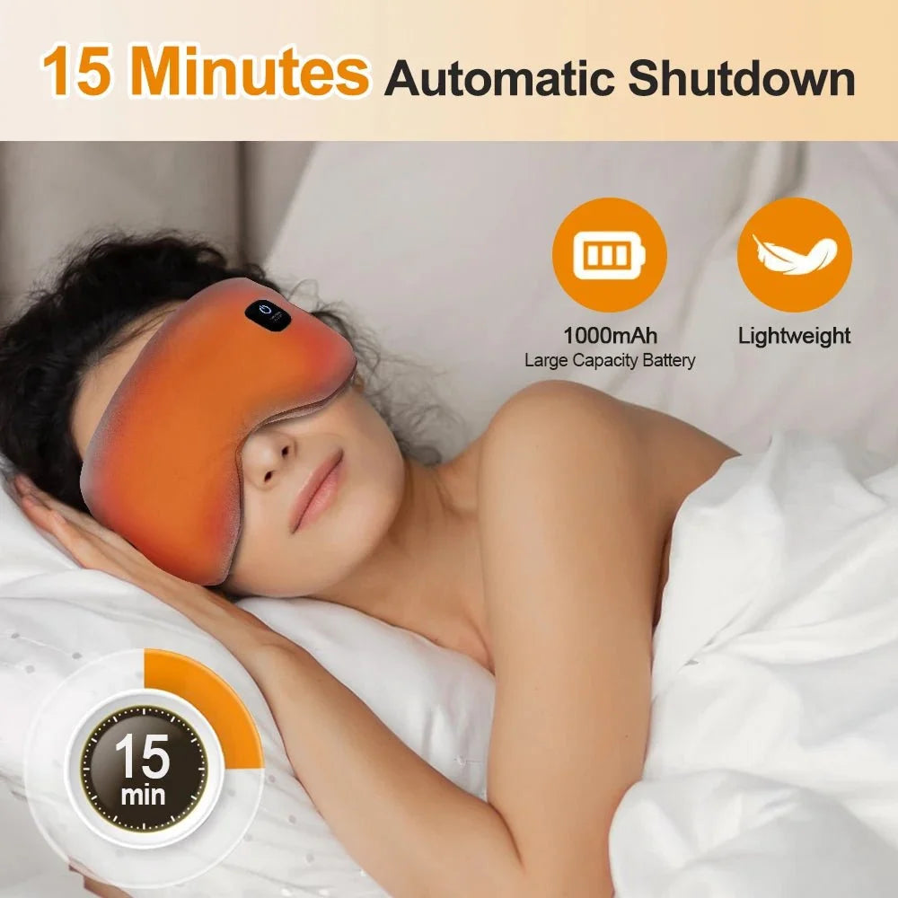 Heated Eye Mask Adjustable Warmth Complete Blackout Cordless Rechargeable