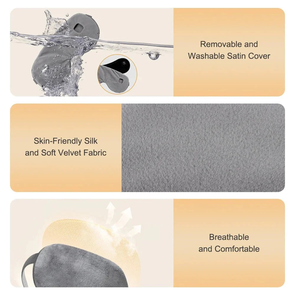 Heated Eye Mask Adjustable Warmth Complete Blackout Cordless Rechargeable