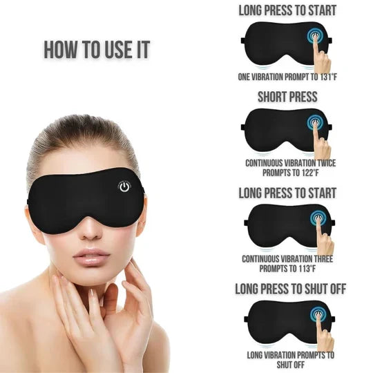 Heated Eye Mask Three Heat Settings USB Rechargeable Cordless