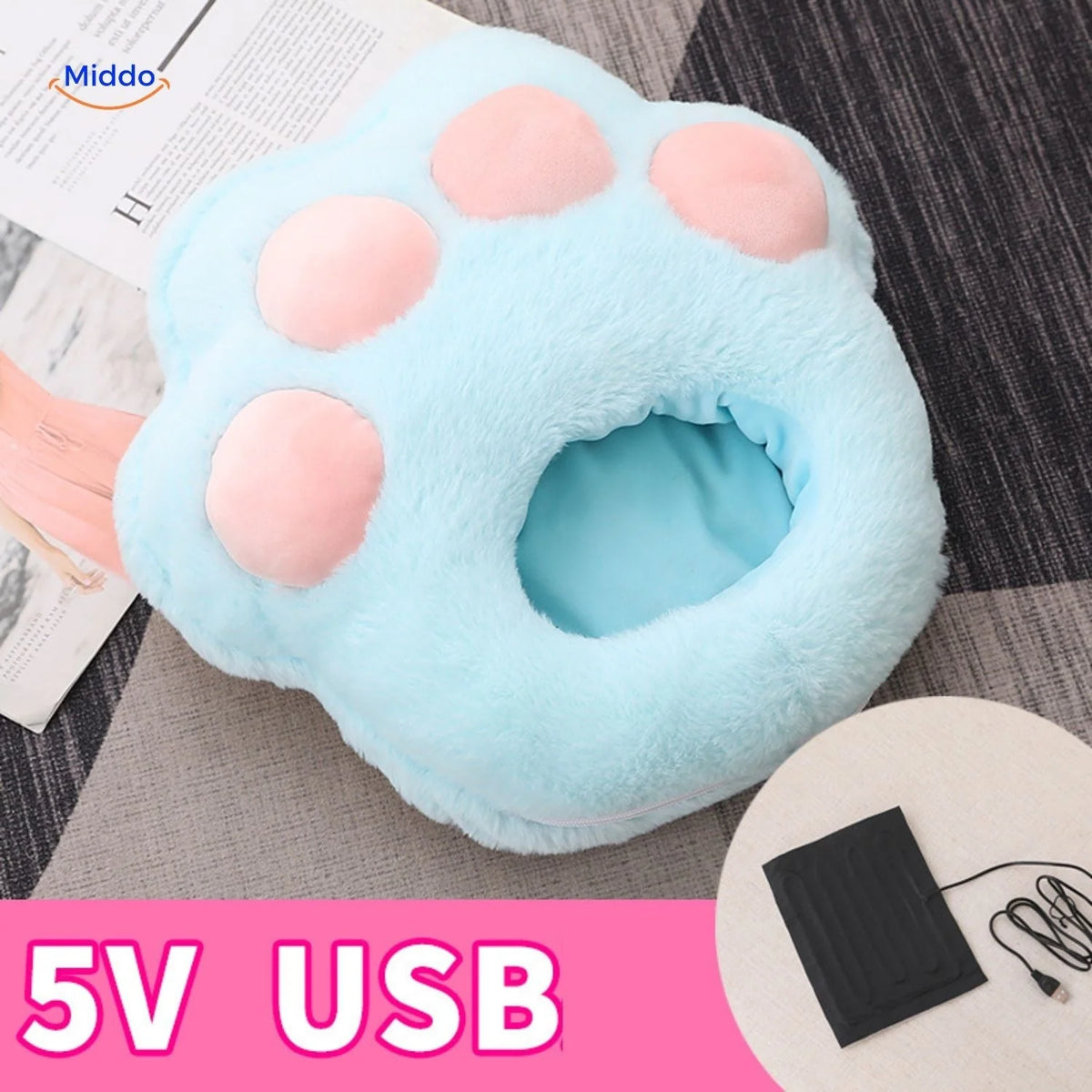 Heated Foot Warmer Slippers USB-Powered Faux Fur Non-Slip Sole