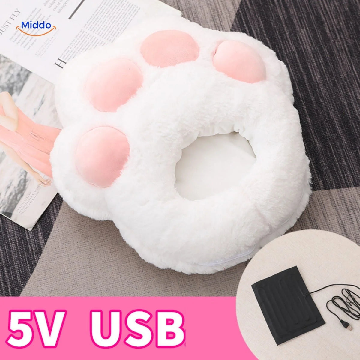 Heated Foot Warmer Slippers USB-Powered Faux Fur Non-Slip Sole