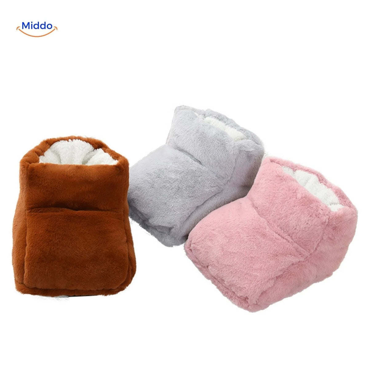 Heated Foot Warmer Slippers USB-Powered Faux Fur Non-Slip Sole