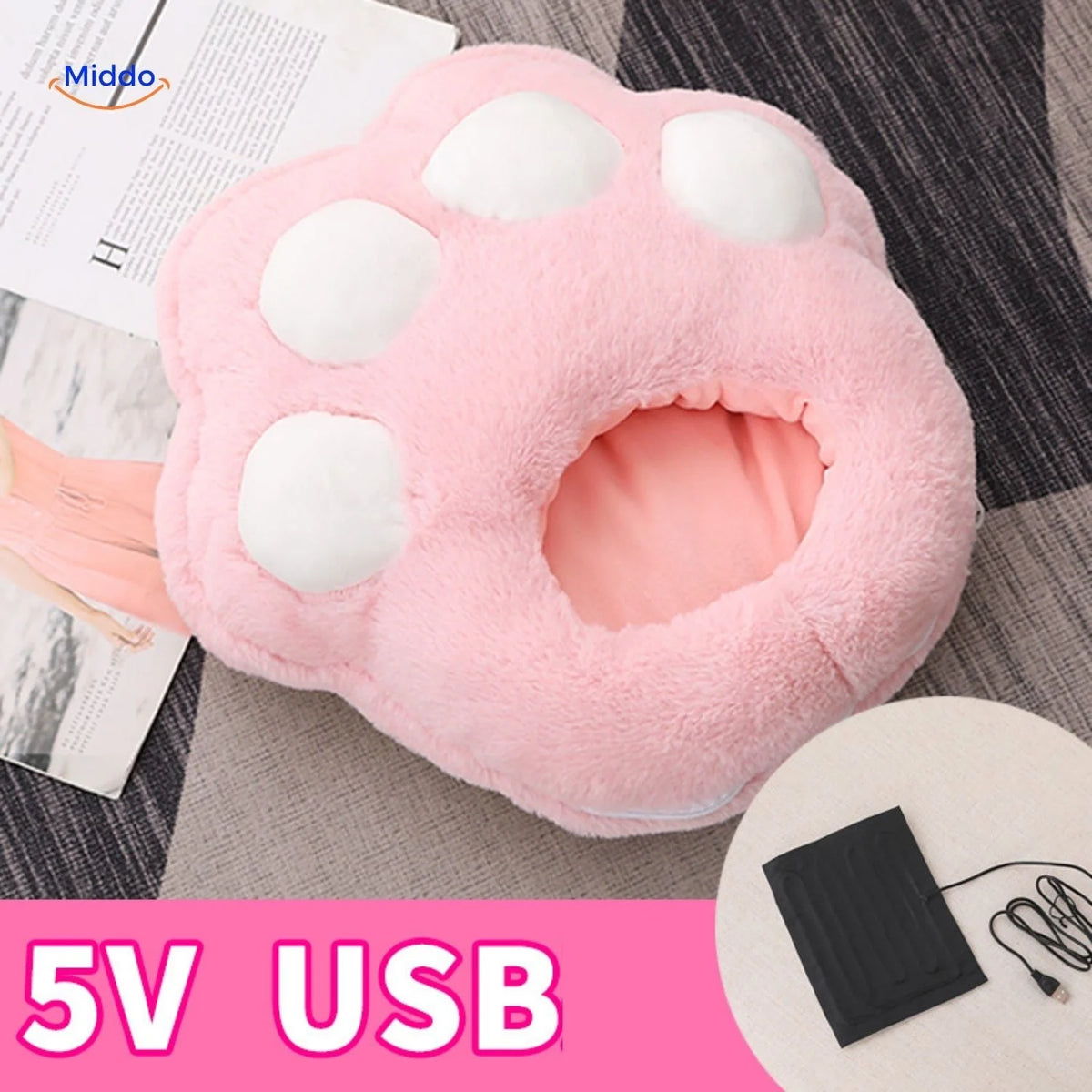 Heated Foot Warmer Slippers USB-Powered Faux Fur Non-Slip Sole