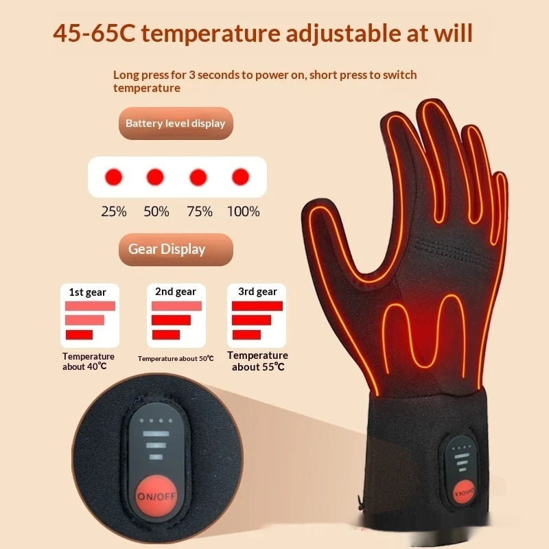 Heated Gloves Rechargeable Touchscreen Three Heat Levels