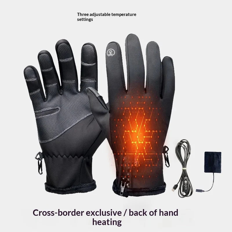 Heated Gloves USB-Powered Touchscreen-Compatible Non-Slip Grip