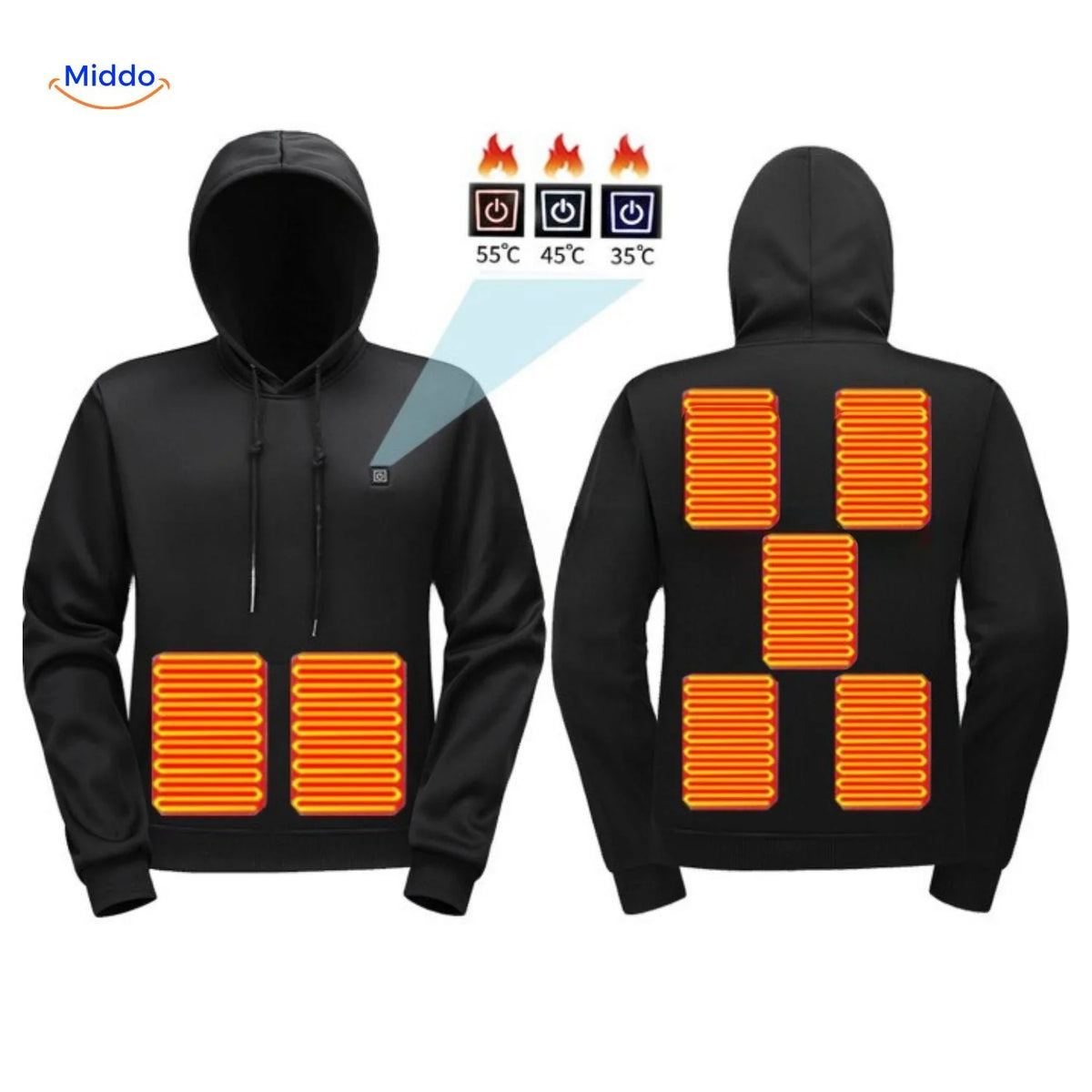 Heated Hoodie USB-Powered Three Heat Settings Stretch Fabric