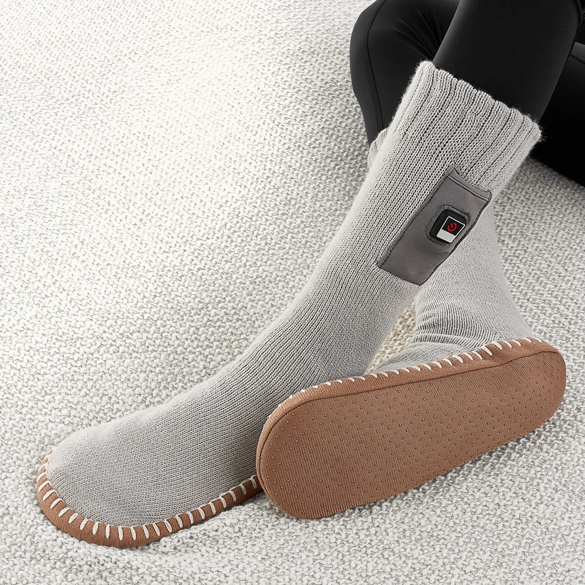 Heated Slipper Socks Rechargeable Adjustable Heat Non-Slip Soles