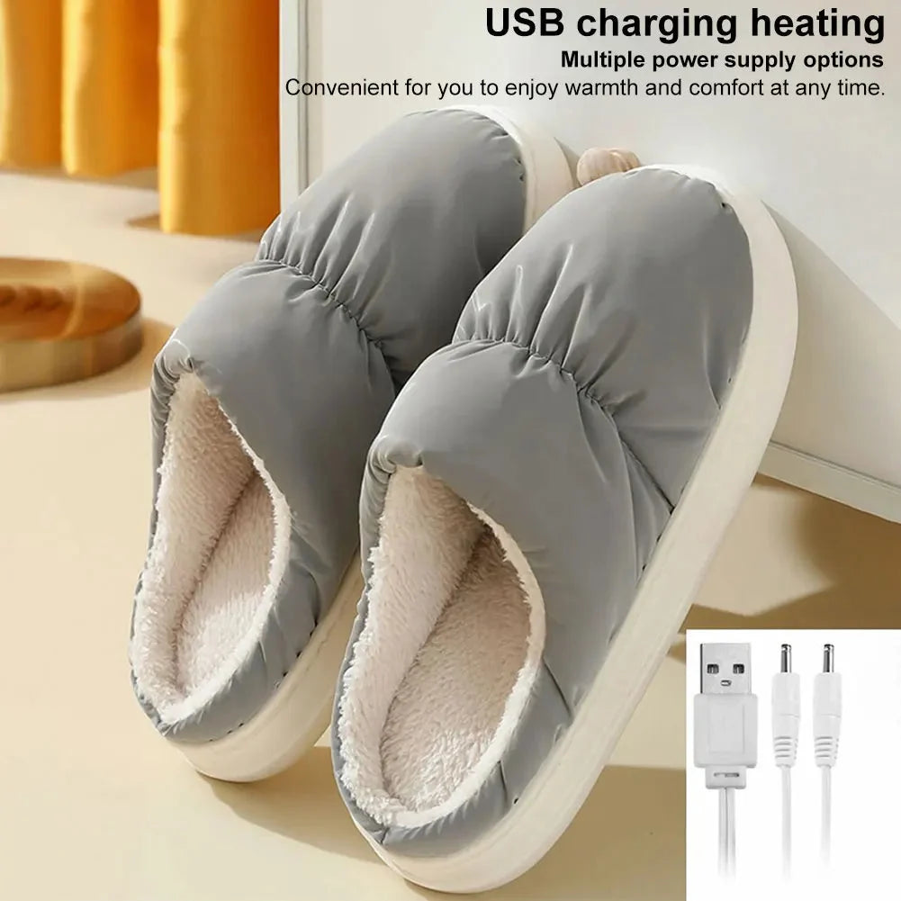 Heated Slippers USB-Powered Plush Lined Ergonomic Support